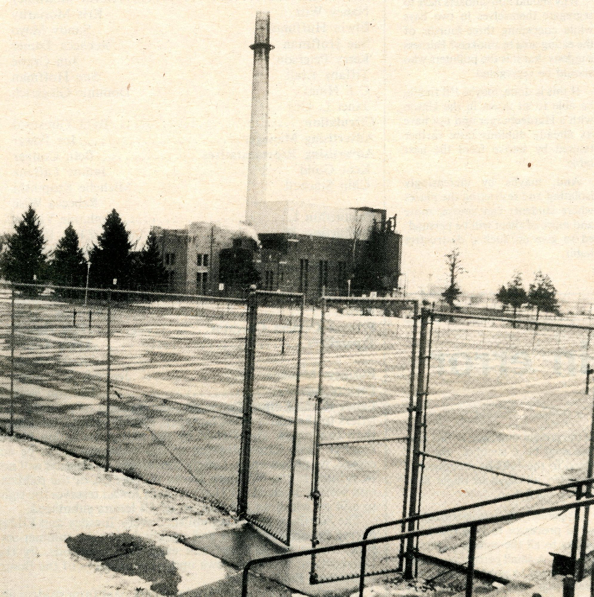 Old UNI tennis courts, the old Power Plant is visible in the background