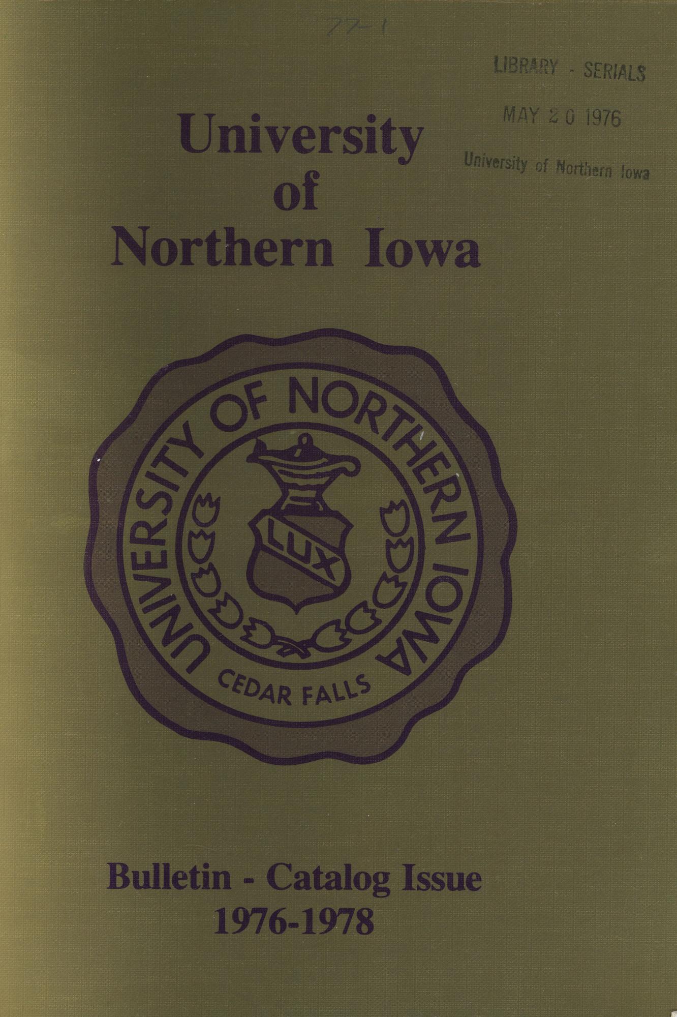 1976 bound UNI course catalog cover page