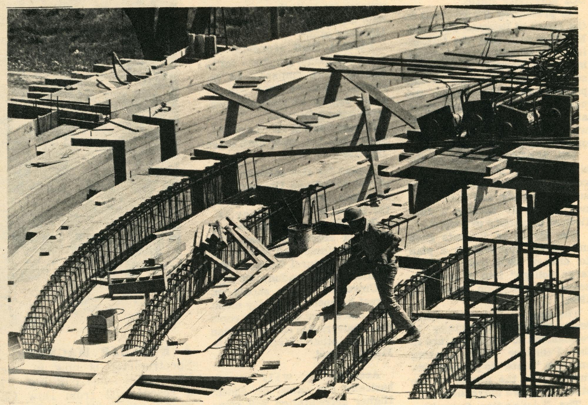 Science Building auditorium seating under construction