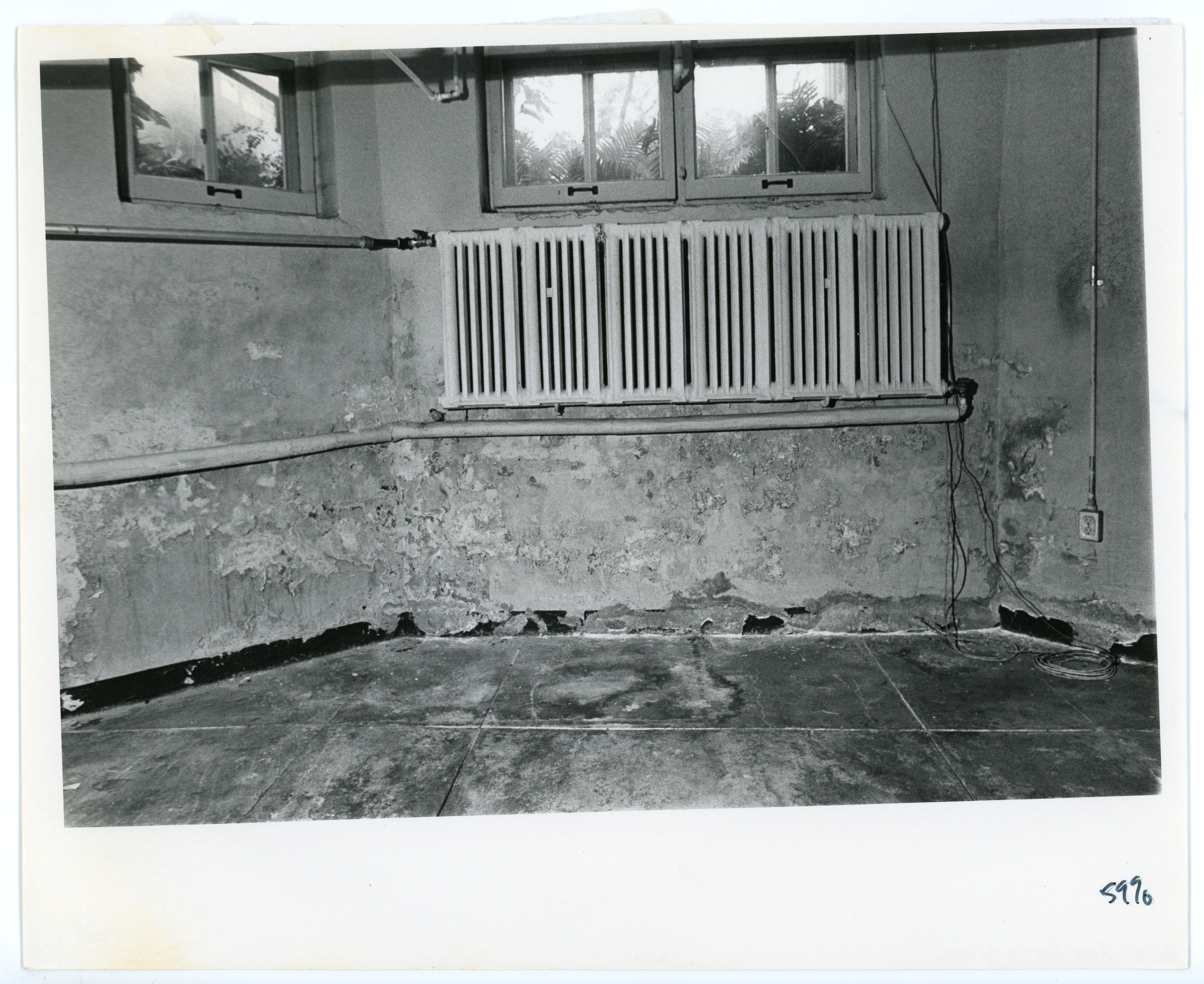 Basement wall needing repairs in the President's house