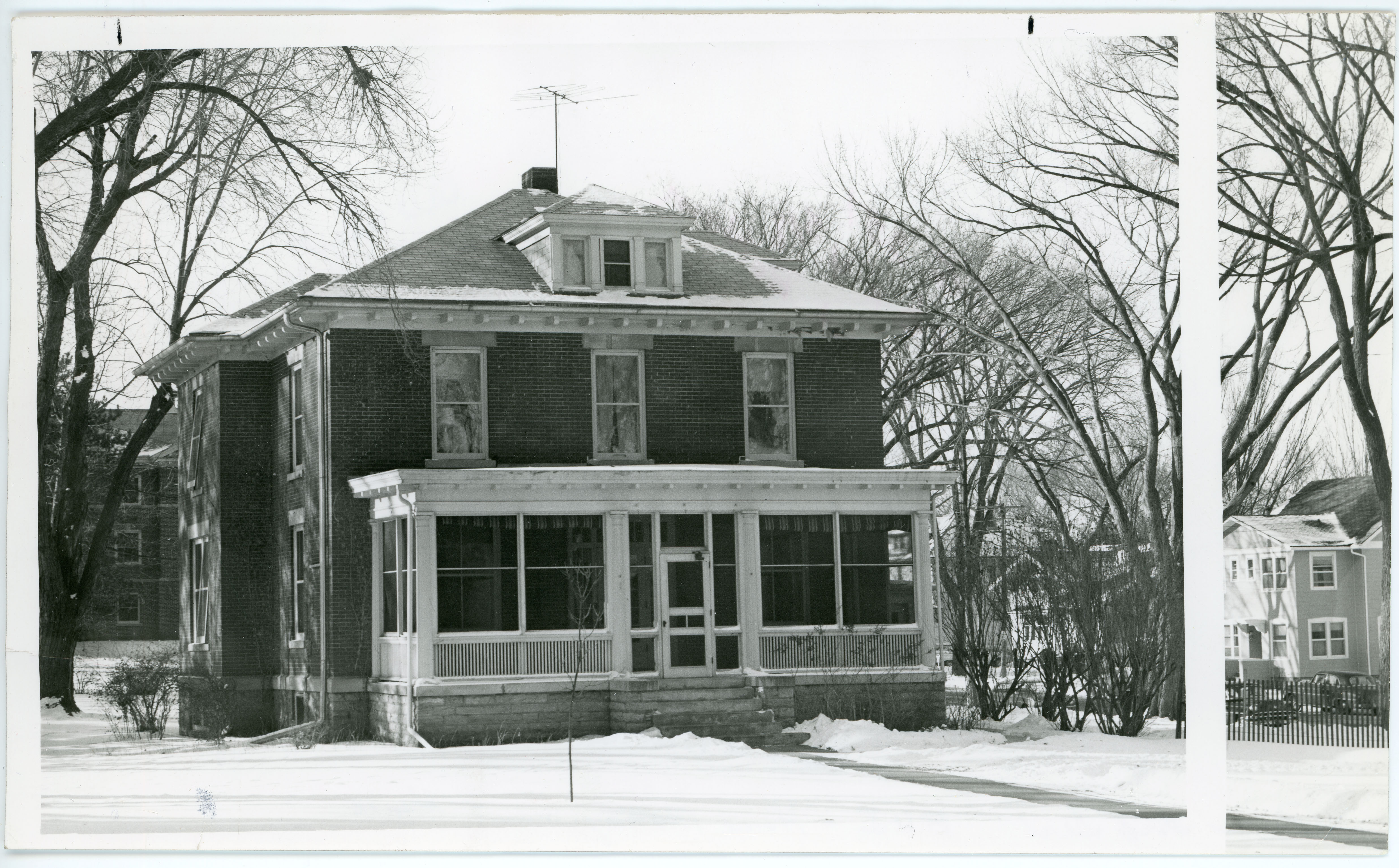 Home management house with snow