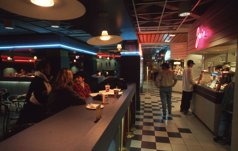 Students siting inside Maucker Union in the 1990s.