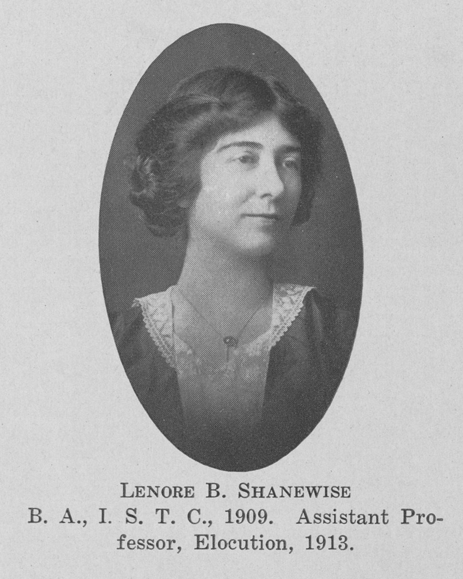 Lenore Shanewise, Teachers College English faculty, 1914.