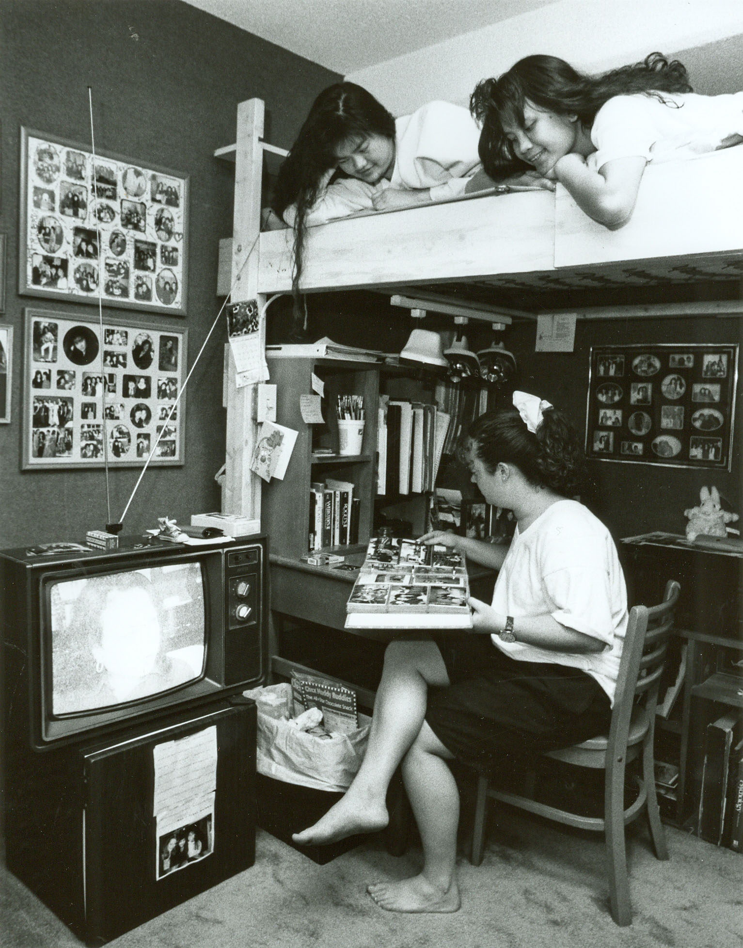 Television set in dormitory room