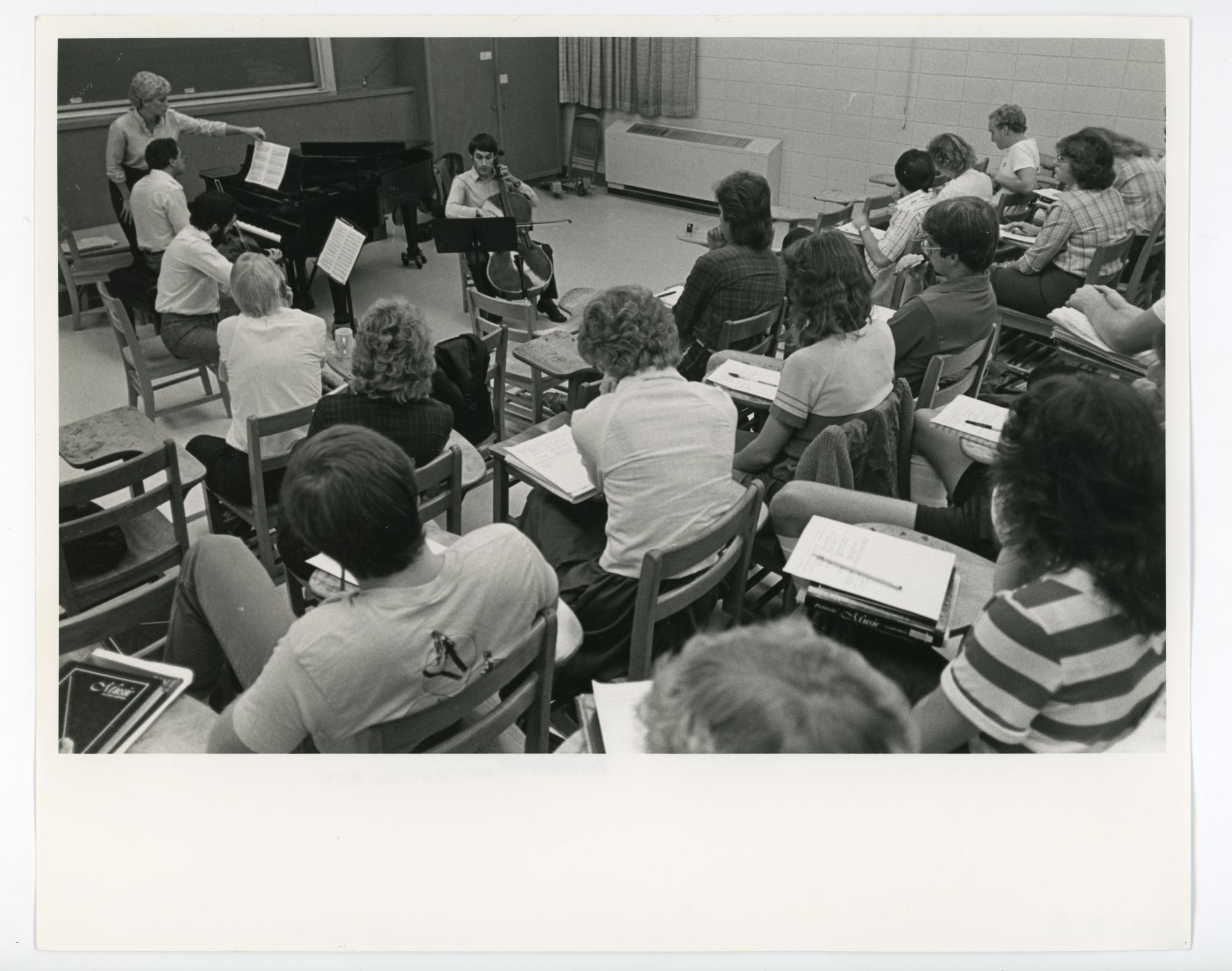 The International Trio conducting a class, October 1982