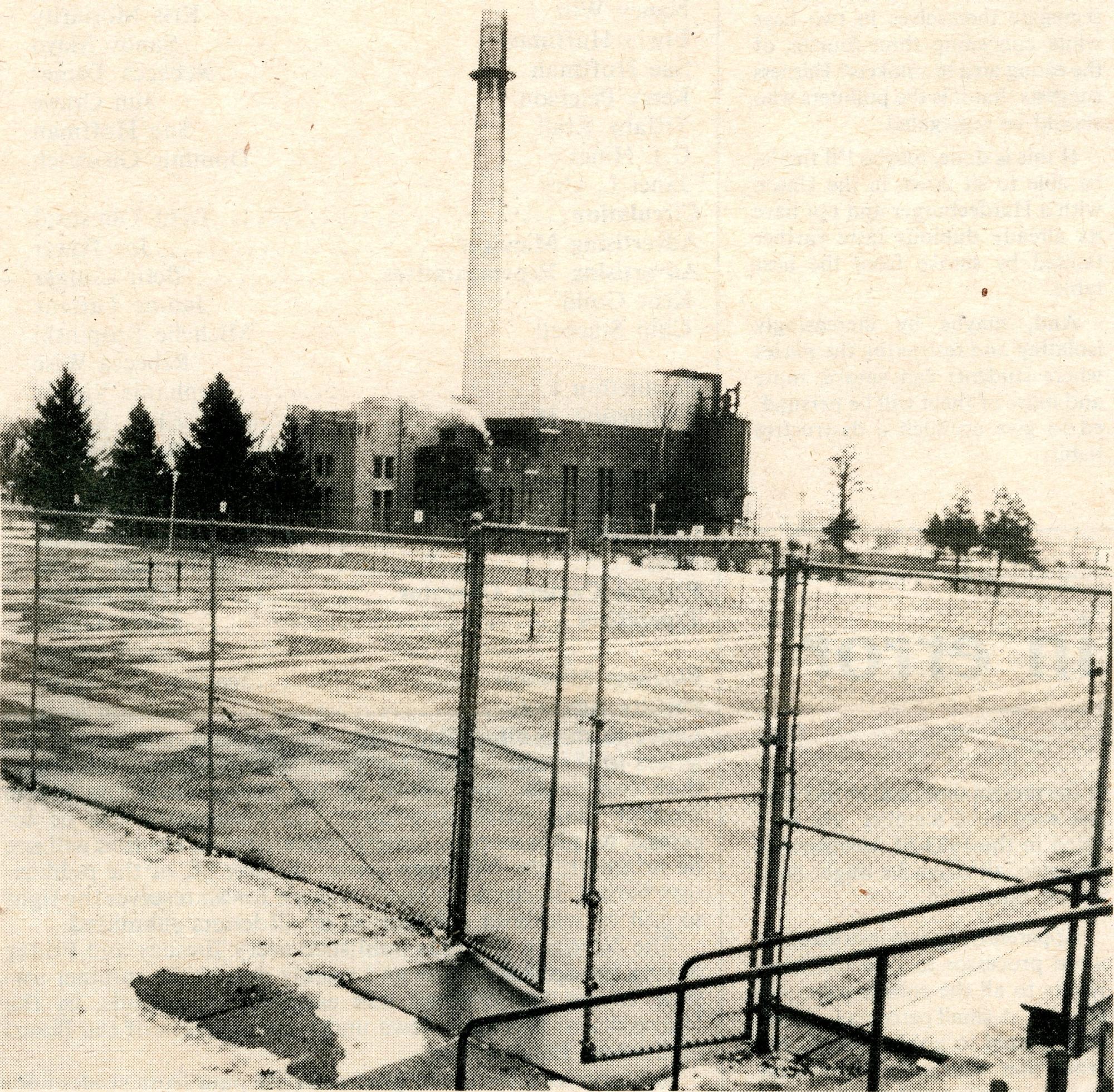 Tennis courts nearby the old power plant