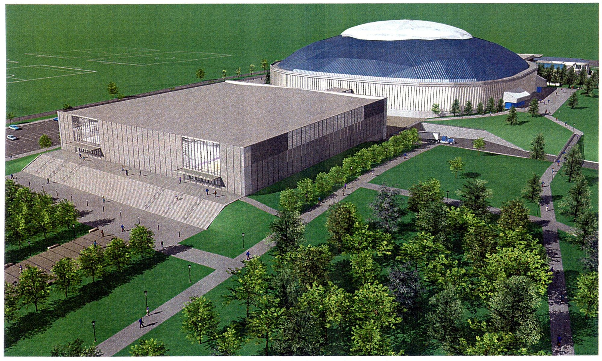 Computer image of McLeod Center exterior