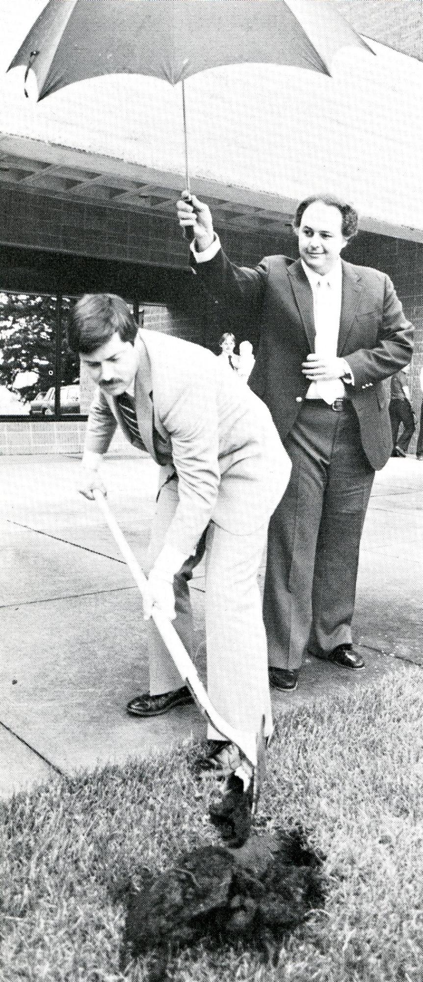 Governor Branstad turning the first spade of earth at Groundbreaking Ceremony