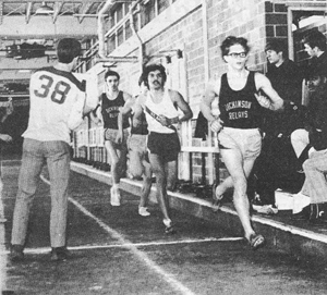 Track event on the Latham Stadium indoor track