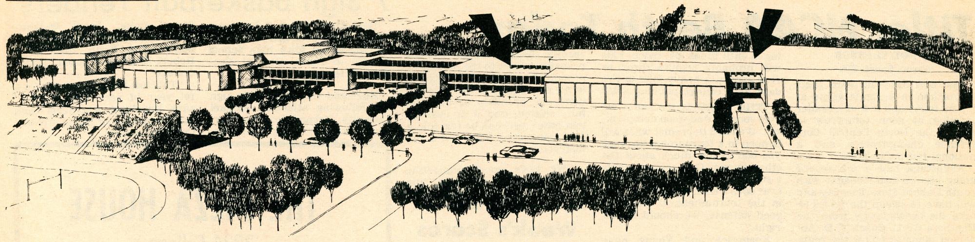 Architectural sketch of the Physical Education Center