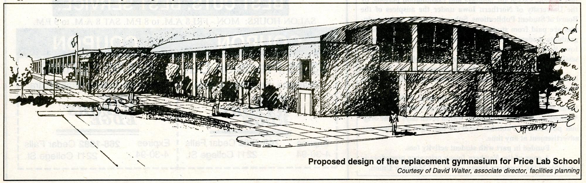 Architectural Sketch of the new Nielsen Fieldhouse, April 1994