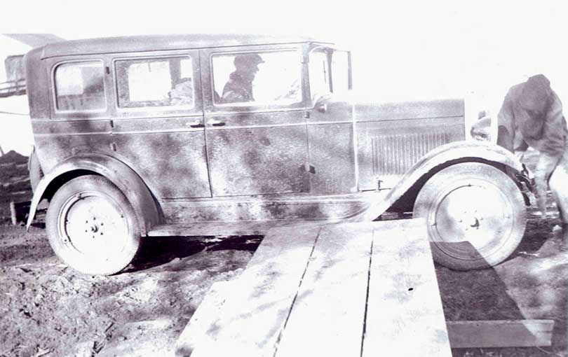 Leroy Blumer in a car, 1934.