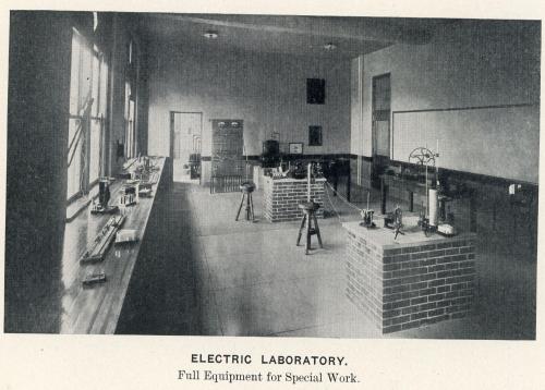 Photograph of electric laboritory with equipment set up for student work