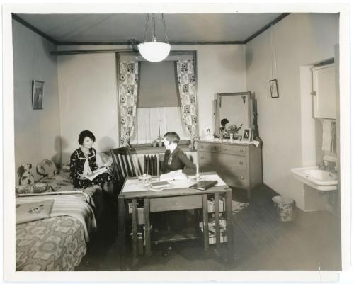 Photo of students in dorm room, 1932.
