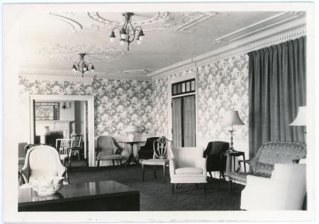 Photograph of Bartlett Hall Rose Lounge, undated.