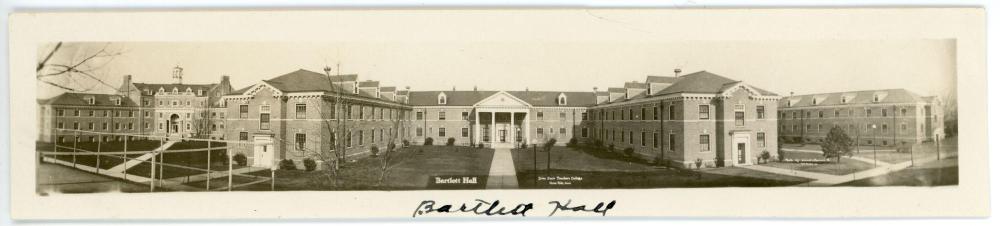 Wide shot exterior photograph of Bartlett Hall, undated