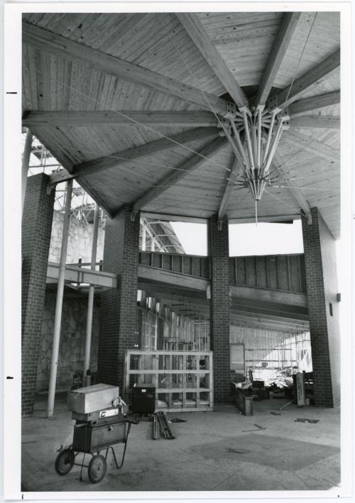Photograph of the interior of the Center for Energy and Environmental Education under construction