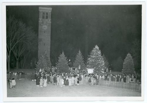 Crowd gathered for the Christmas Tree Lighting Ceremony
