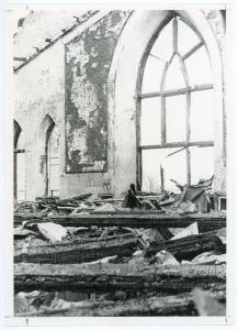 The ruins of the Gilchrist Chapel after the fire