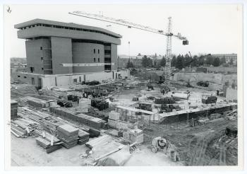 Photo of the Schindler Education Center under construction
