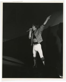 Mick Jagger performing in the UNI-Dome
