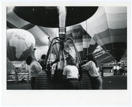 Hot air balloon being inflated in the UNI-Dome