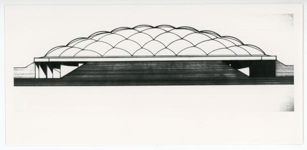 Early architectural drawing of the UNI-Dome