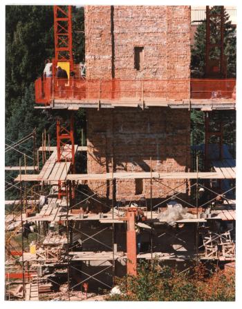 Campanile during cladding removal