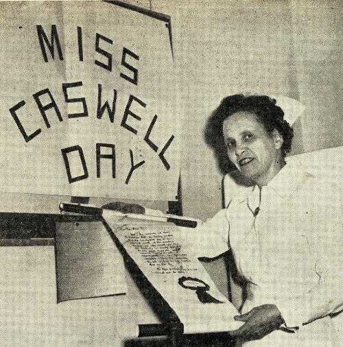 Photograph of Nurse Lucille Caswell being honored for her work
