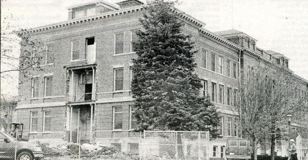 Photograph of Lang Hall after the Crossroads were demolished