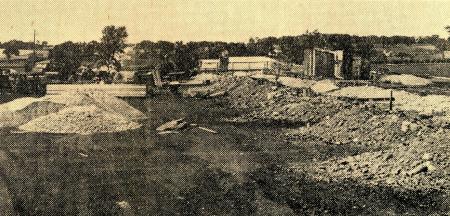Excavation for the stadium foundation