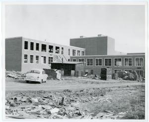 Exterior photo of Price Laboratory School high school building under construction