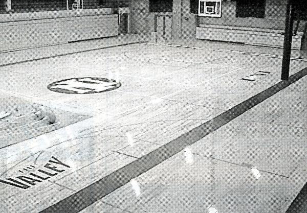 Photo of the new West Gym court floor