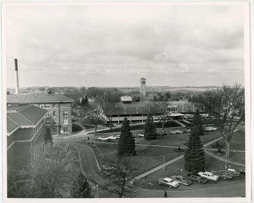The Back Circle, with the Library in the background, President Maucker's choice for the Union site. 