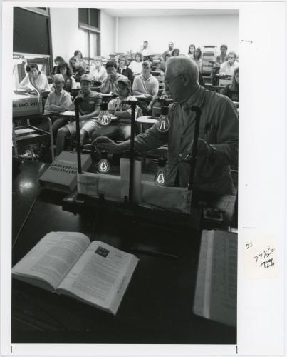 Photo of Professor Verner Jensen teaching a class