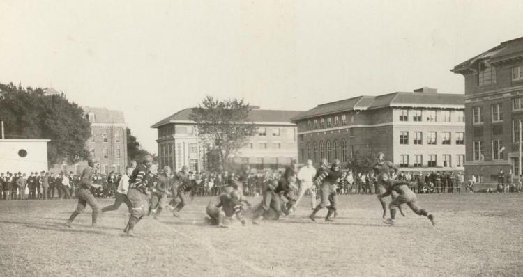 Football game action, about 1919