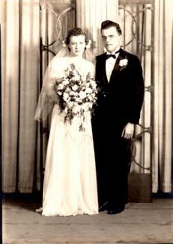 Mary Florence Coughlan and Richard Cobb Sucher, wedding day