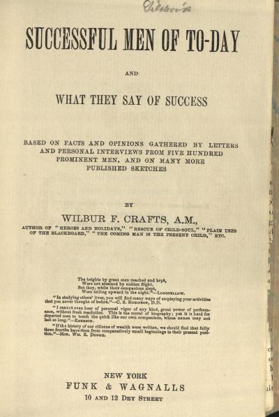 “Successful Men of To-Day and What They Say of Success” from a volume in the Standard Library series