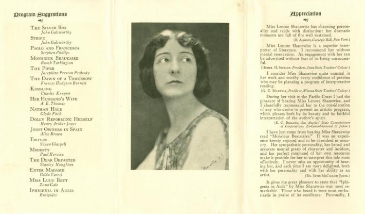 Program of recitations, about 1922.