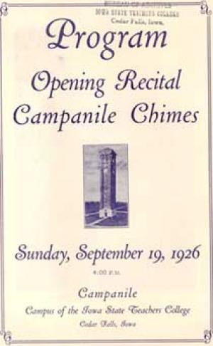 Program for the opening recital of the Campanile chimes.
