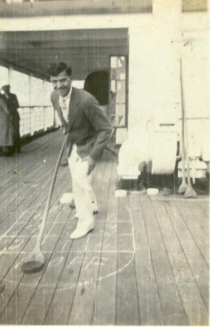 Richard Sucher tries shuffleboard