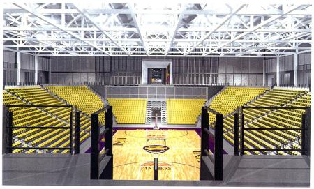Computer image of McLeod Center basketball court