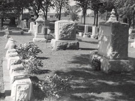 Seerley family cemetery plot, Fairview Cemetery, Cedar Falls, Iowa; includes graves of Thomas, Louisa, and Homer Seerley as well as other members of the family.  Photo courtesy of Stan Culley.