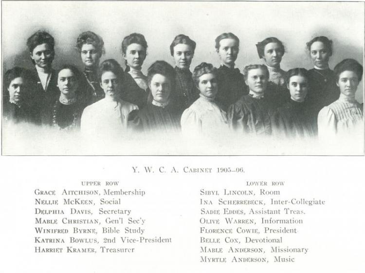 YWCA cabinet, 1905-1906