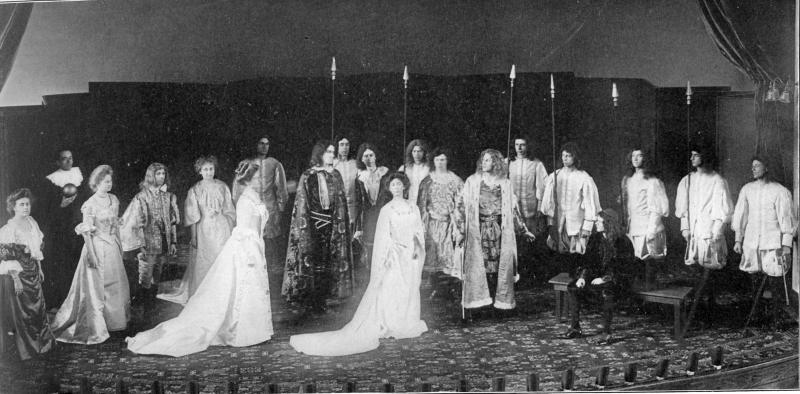 If I Were King, class play, 1908; Lenore Shanewise, front and center.