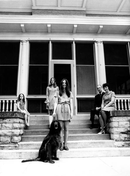 The Kamerick family with their Irish setter Seamus, 1970.