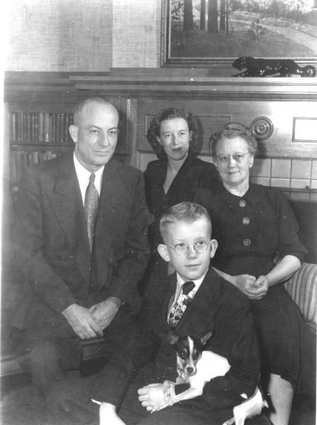 The Price family and Pal, 1950.