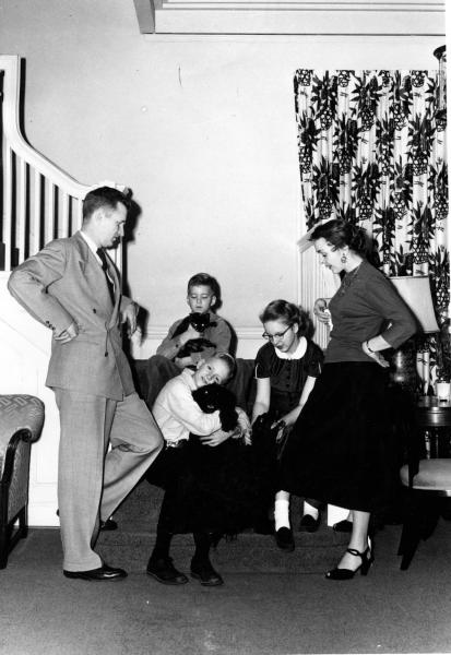 The Maucker family inside of the Presdient's House, 1957.