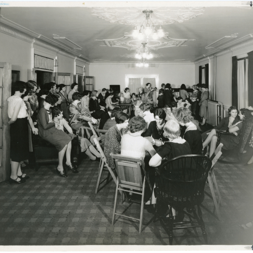 Students in Bartlett Hall West Parlor