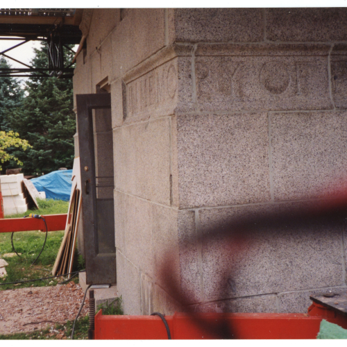 Limestone base of Campanile with blocks misaligned